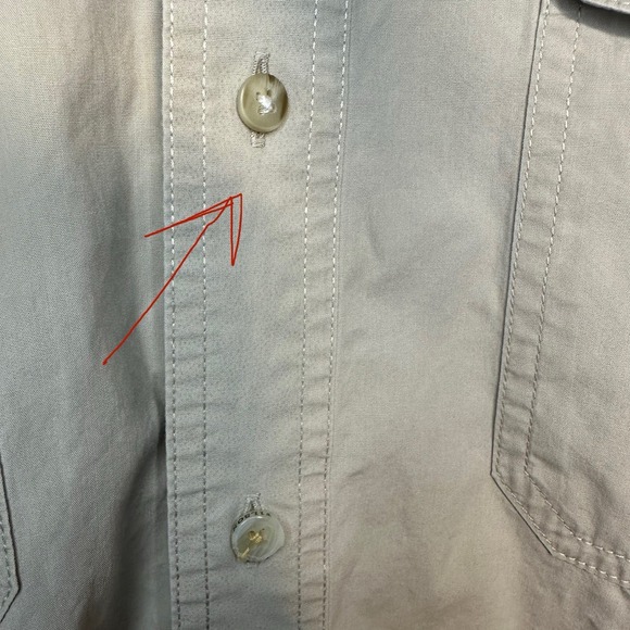 Filson Safari Shirt Feather Cloth Button Up Mens XL Desert Tan Epaulettes * Flaw - Picture 6 of 13